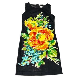 Richard Malcolm Dress Womens 6 Black Peony Flower Art Sheath Maximalist VTG